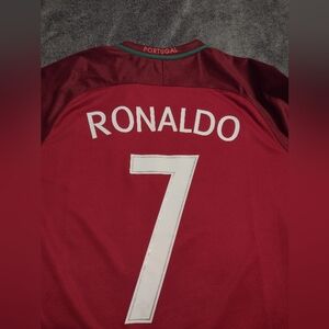 Cristiano Ronaldo Portugal short sleeve home jersey euro 2016 final